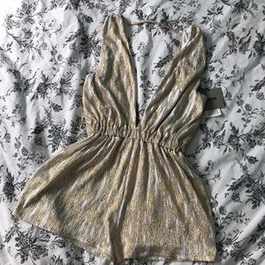 White and gold romper